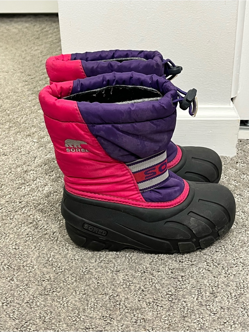 Girls Sorel Insulated Boots, Pink/Purple, USA Size 12 Winter Snow Cold Outdoors